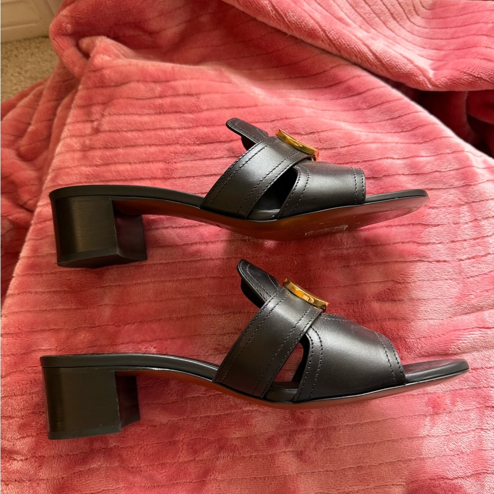 Dior Black Sandals with Gold Accents - Picture 10 of 15